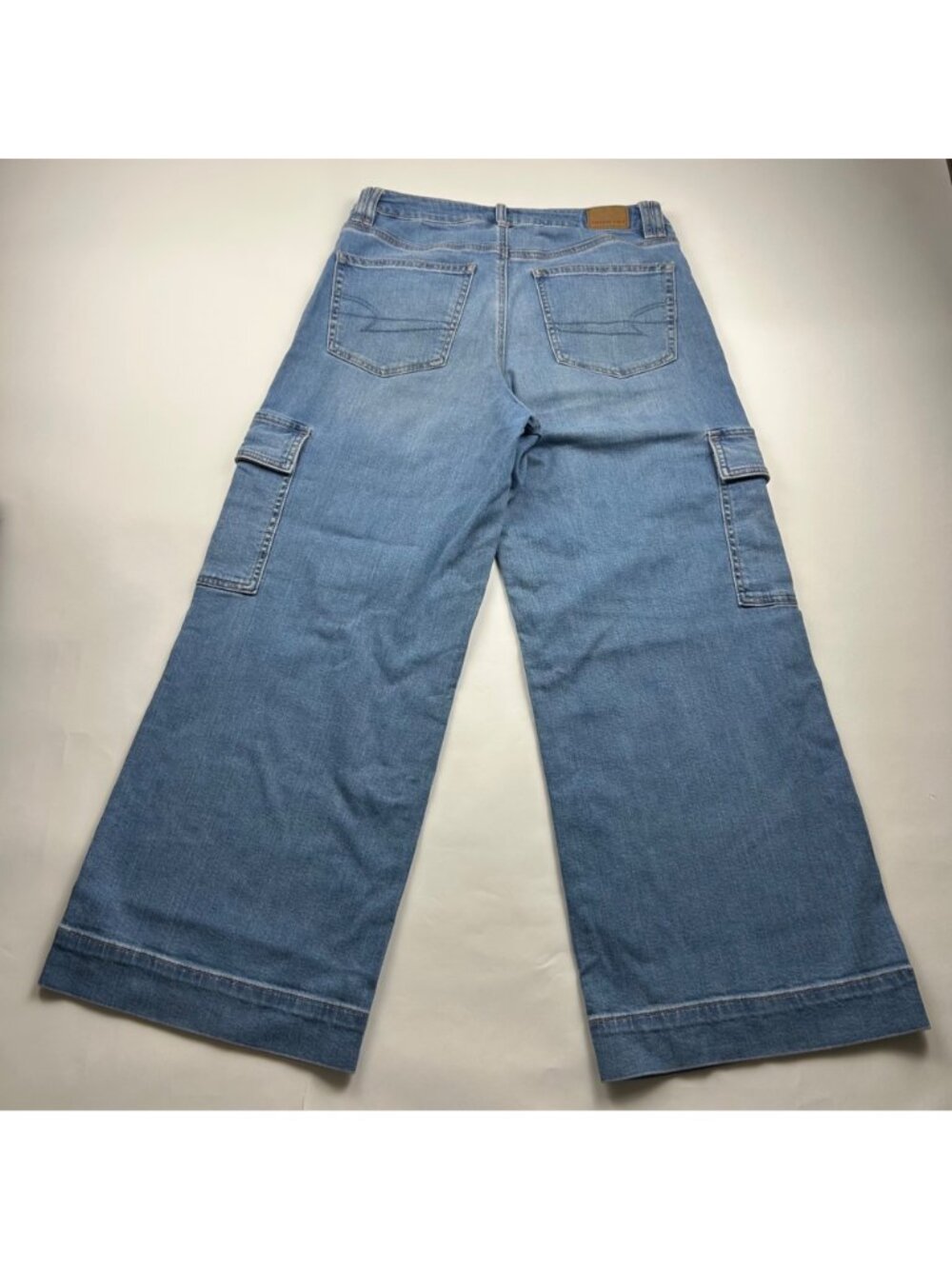 SHORT American Eagle Stretch Denim High Rise Baggy Cargo Jeans 10S - Picture 6 of 7